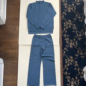Blue Knit Sweater and Pants Set